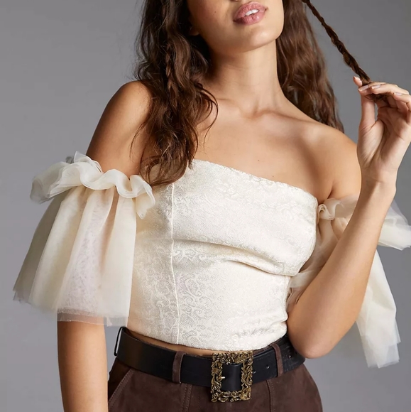 Anthropologie BNWT Sundaybin Brooklyn  Tulle Off-The-Shoulder Top - Picture 1 of 4